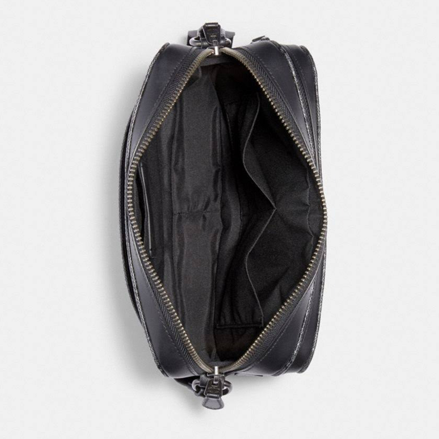 Túi Đeo Chéo Nam Coach West Camera Bag In Signature Canvas Màu Xám Đen