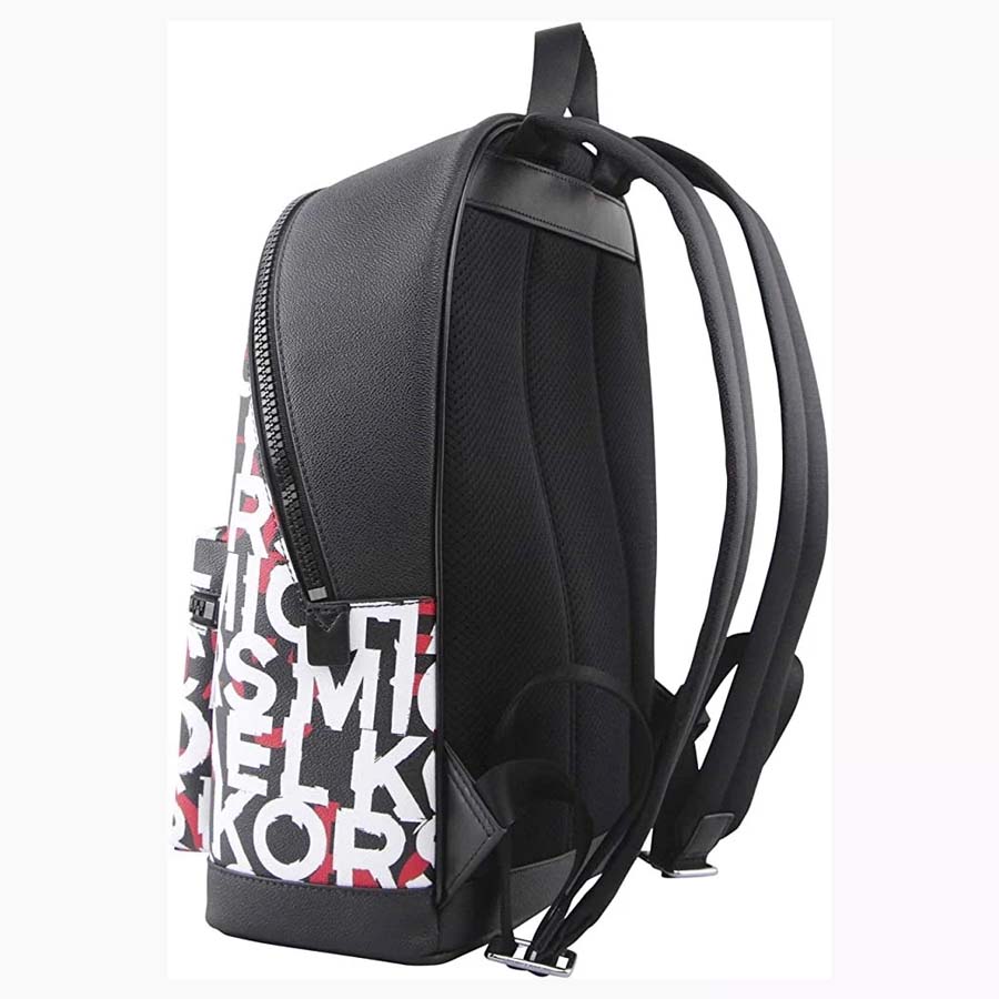 Balo Michael Kors MK Mens Cooper Monogram Backpack Bag, Black/Mandarin Màu Đen - Trắng