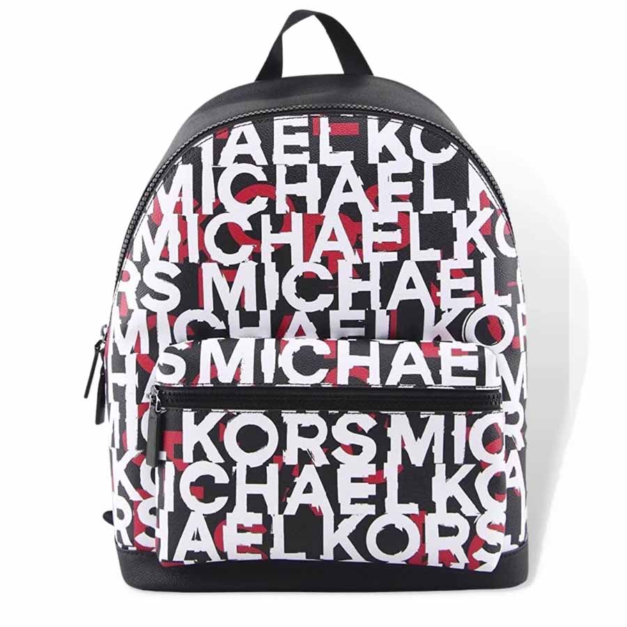 Balo Michael Kors MK Mens Cooper Monogram Backpack Bag, Black/Mandarin Màu Đen - Trắng