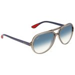 Kính Mát Unisex Rayban Scuderia Ferrari Clear Gradient Blue Aviator Sunglasses RB4125M F6453F 57 Màu Xanh Xám