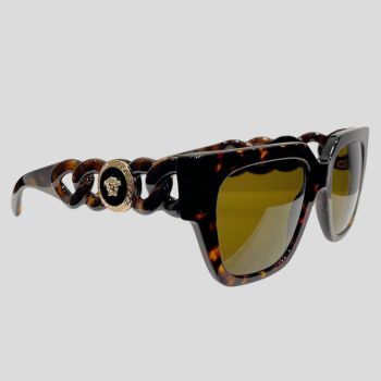 Kính Mát Versace Havana Gọng Xích Mix Charm Medusa Màu Đen