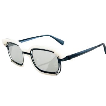 Kính Mát Kuboraum H91 Ivory Matte Black/Light Grey Màu Xanh Trắng