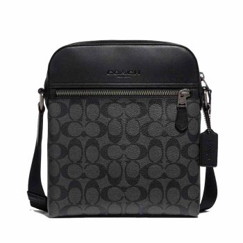 Túi Coach Nam Houston Flight Bag In Signature Canvas Charcoal Màu Đen
