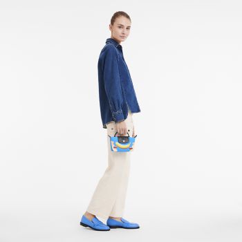Túi Xách Tay Nữ Longchamp x Toiletpaper Toile Pochette Bleu 34175TPC127 Màu Xanh Blue