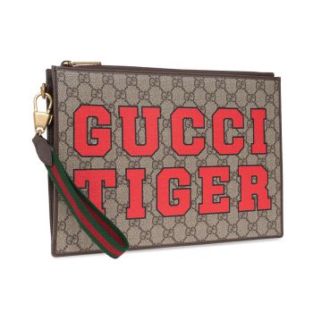 Túi Cầm Tay Nam Gucci Brown Pouch From The ‘Gucci Tiger’ Collection 688378 US7DC-9395 Màu Nâu