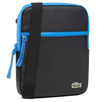 Túi Đeo Chéo Nam Lacoste M Flat Crossover Bag NH3308LV F58 Màu Đen Phối Xanh Dương