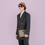 Túi Cầm Tay Nam Gucci Beauty Case With Interlocking G Màu Be Nâu