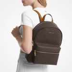 Balo Nữ Michael Kors MK 30S3GYDB6B Sally Medium 2-In-1 Logo and Faux Leather Backpack Brown Màu Nâu