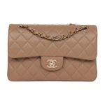 Túi Đeo Chéo Nữ Chanel Small Classic Double Flap Dark Beige Caviar Light Gold Hardware Màu Be Đậm