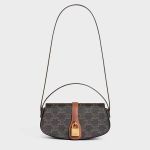 Túi Đeo Chéo Nữ Celine Clutch On Strap Tabou In Triomphe Canvas And Calfskin Tan Màu Đen Nâu