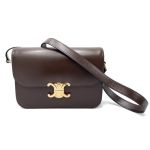Túi Đeo Chéo Celine Medium Triomphe In Colour Ecorce Brown Leather Shoulder Bag Màu Nâu Đậm