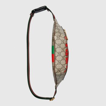 Túi Đeo Hông Gucci Tiger GG Belt Bag Beige And Red Leather Phối Màu