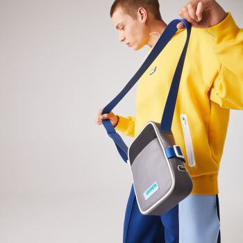 Túi Đeo Chéo Lacoste Men's LCST Colourblocked Coated Canvas Vertical Camera Bag NH3302LV Màu Xám