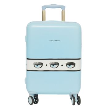 Vali Chiara Ferragni Logomania Hardshell Suitcase Màu Xanh Nhạt Size Cabin