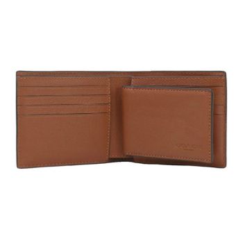 Ví Nam Coach Men Compact Id Wallet In Sport Calf Leather F74991 Dark Saddle Màu Nâu