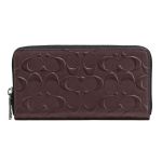 Ví Nam Coach Mens Accordion Zip Around Signature Crossgrain Wallet Leather In Mahogany Màu Nâu Size 18