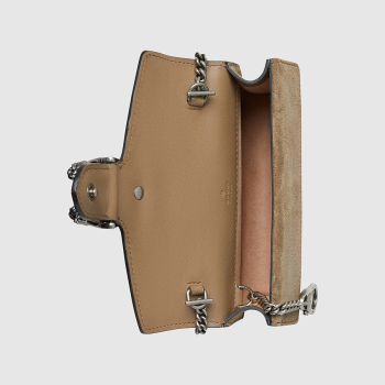 Túi Đeo Chéo Gucci Dionysus GG Supreme Super Mini Bag Màu Nâu Be