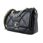 Túi Đeo Chéo Chanel 19 Series Classic Double C Logo Lambskin Silver Turn Buckle Màu Đen
