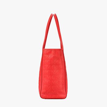 Túi Xách MCM Aren Top-Zip Shopper In MCM Monogram Leather Màu Đỏ Hồng