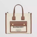 Túi Tote Burberry Mini Two-tone Canvas and Leather Freya Tote Màu Nâu