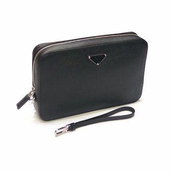 Túi Xách Prada Leather Clutch Màu Đen