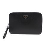 Túi Xách Prada Leather Clutch Màu Đen