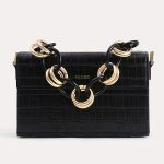 Túi Đeo Vai Pedro Croc-Effect Boxy Shoulder Bag PW2-75210105 Màu Đen