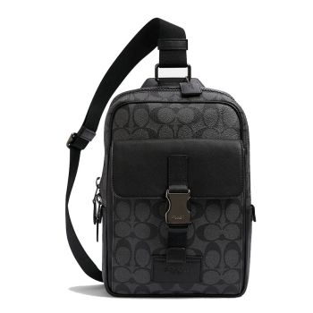Túi Đeo Chéo Nam Coach Original Coach Track Pack In Colorblock Signature Canvas Men's Leather Crossbody Bag Màu Đen