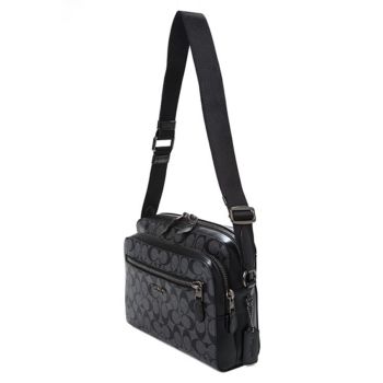Túi Đeo Chéo Nam Coach West Camera Bag In Signature Canvas Màu Xám Đen