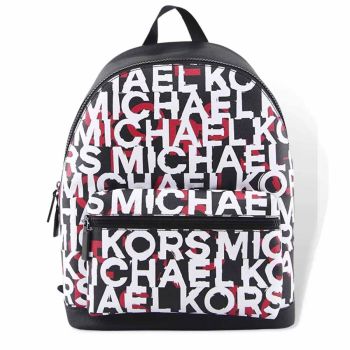 Balo Michael Kors MK Mens Cooper Monogram Backpack Bag, Black/Mandarin Màu Đen - Trắng