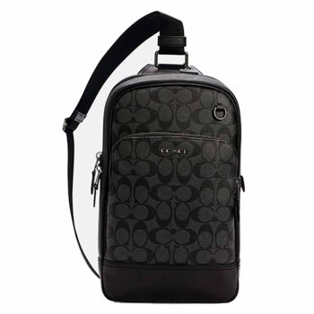 Túi Đeo Chéo Nam Coach Graham Pack In Signature Canvas C2932 Màu Đen Xám